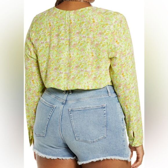 NEW BP Nordstrom Surplic V-neck Crop Top - Green Hannah Kate 1X - Picture 2 of 7